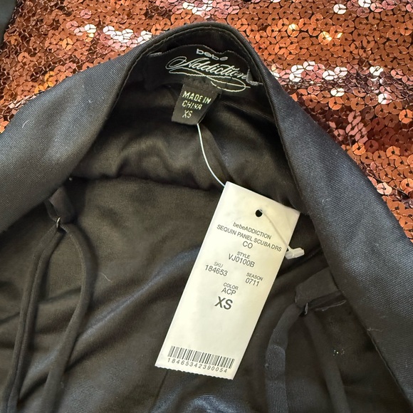 BEBE Sequin Bronze and Black Mini Dress - Picture 5 of 7